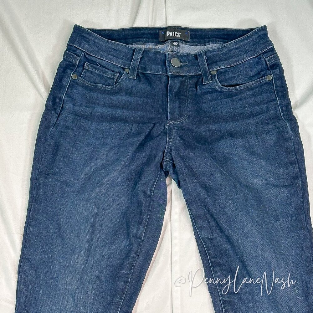 Paige Verdugo Skinny Ankle Cropped Jeans Size 26 Blue Dark Wash - Picture 3 of 12